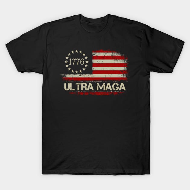 Ultra Maga 1776 Conservative Anti Liberal Us Flag T-Shirt by petemphasis